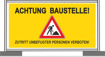 Baustellenbanner "ACHTUNG BAUSTELLE"  Gelb mit Symbol